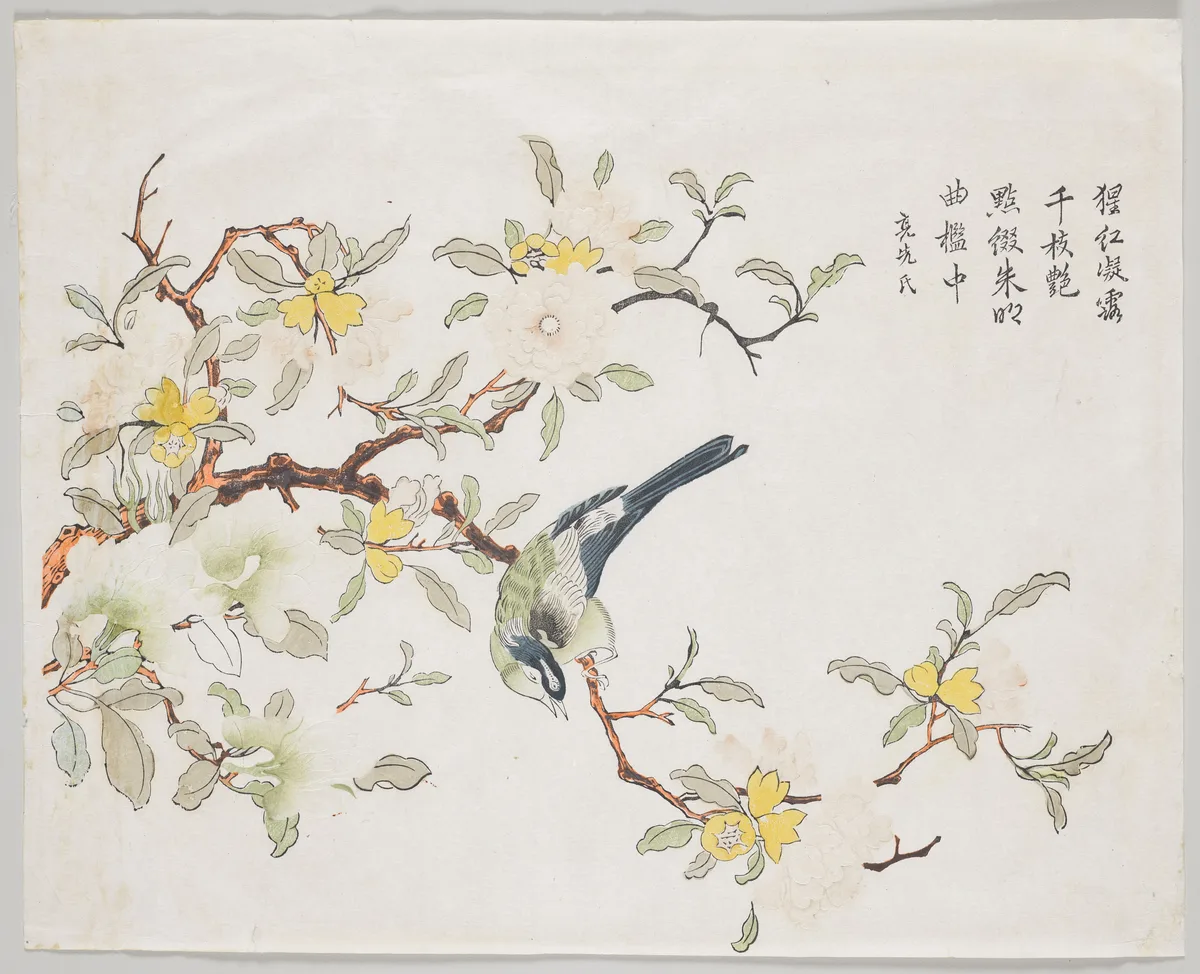 Bird on Pomegranate, print by Unknown artist