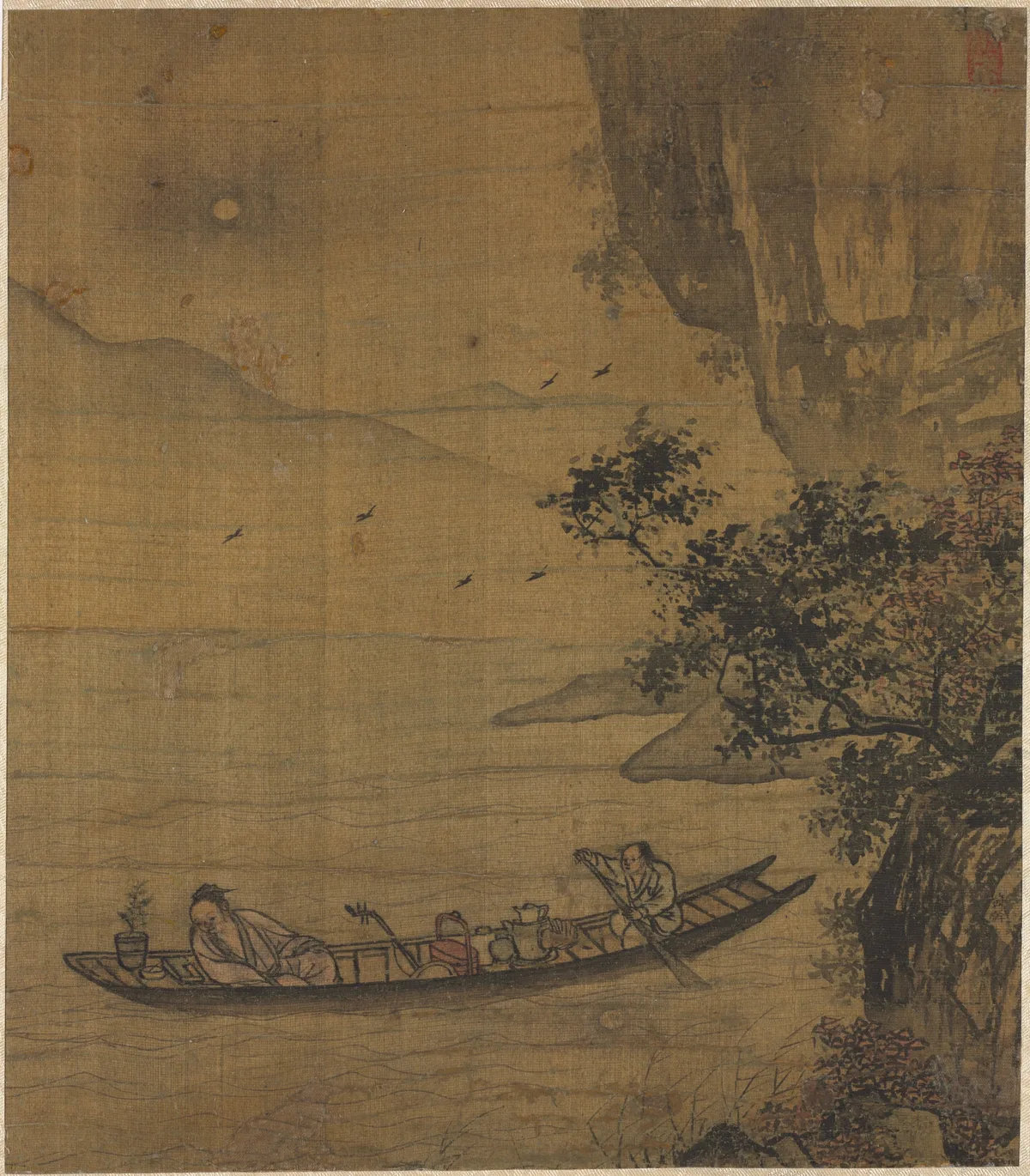 Boating in Moonlight, painting by Unknown artist