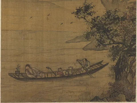 Boating in Moonlight, painting by Unknown artist