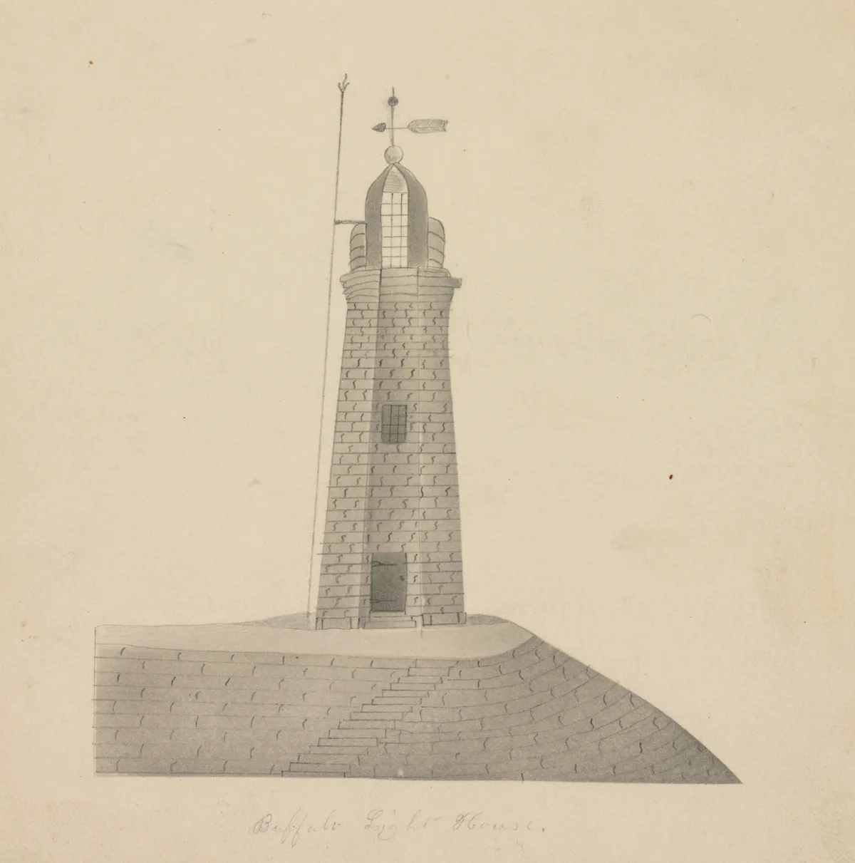 Buffalo Lighthouse, drawing by Mary Altha Nims