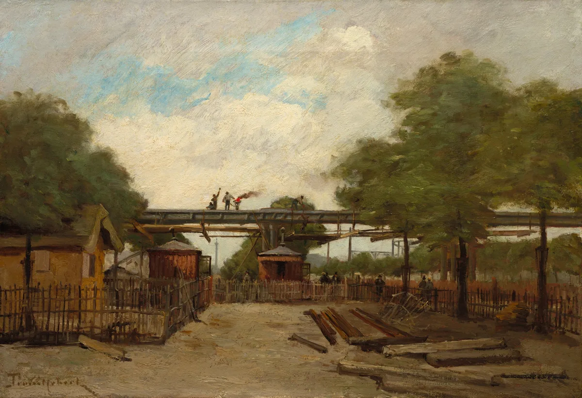 Construction of an Elevated Railway:  Bridge over the Cours de Vincennes, painting by Paul Désiré Trouillebert
