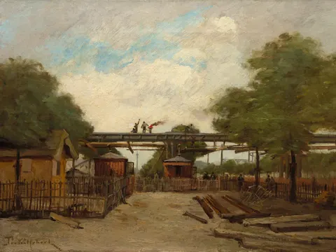 Construction of an Elevated Railway: Bridge over the Cours de Vincennes, painting by Paul Désiré Trouillebert
