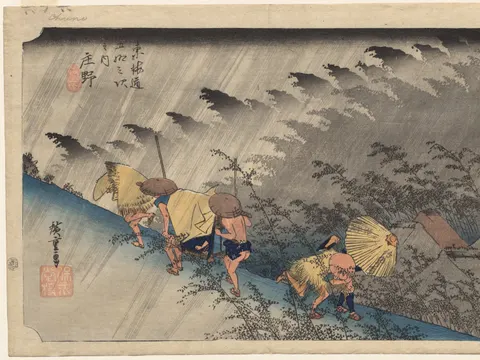 Driving Rain at Shōno, from Fifty-Three Stations of the Tokaidō, print by Utagawa Hiroshige