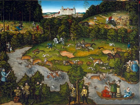 Hunting near Hartenfels Castle, painting by Lucas Cranach