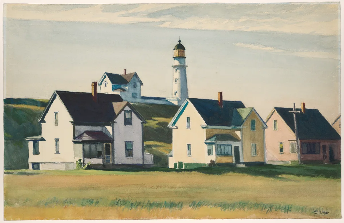 Lighthouse Village (also known as Cape Elizabeth), drawing by Edward Hopper