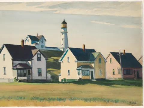 Lighthouse Village (also known as Cape Elizabeth), drawing by Edward Hopper