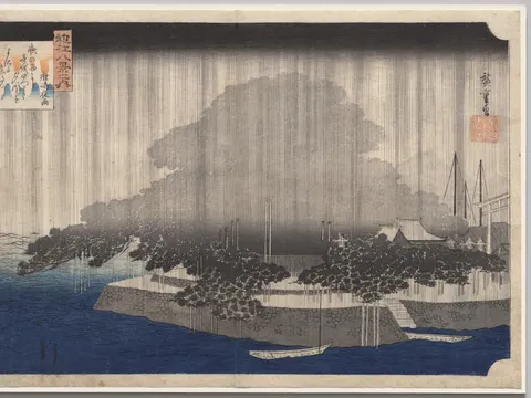 Night Rain at Karasaki, from Eight Views of Ōmi, print by Utagawa Hiroshige