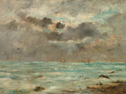 The Coast at Trouville, painting by Eugène Boudin