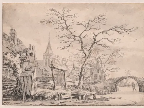 Winter Landscape with Skater, drawing by Jan van Kessel